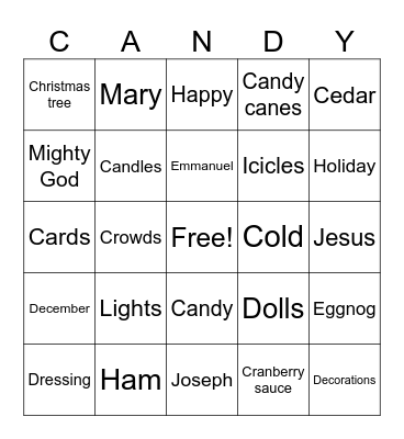 Married Couples Christmas Party Bingo Card