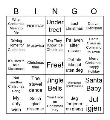 Julebord avd.Vest Bingo Card
