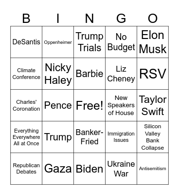 News and Views Bingo Card