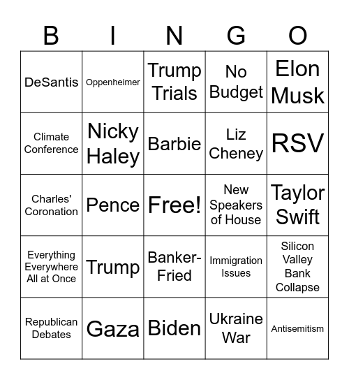 News and Views Bingo Card