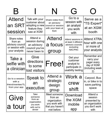 XGM Bingo Card