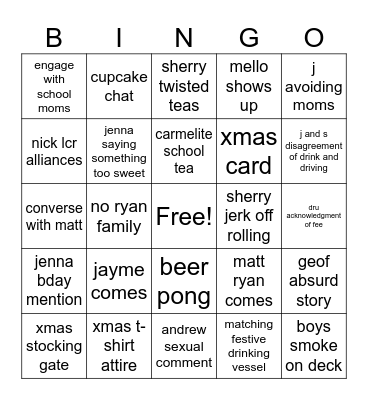 Holiday Party Bingo Card