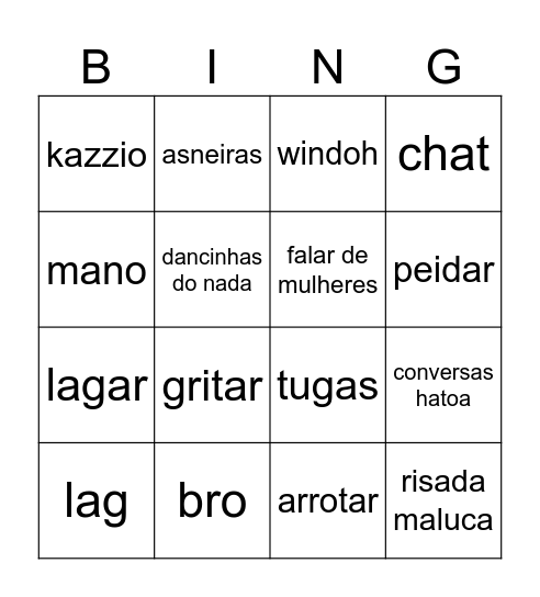 wuant  Bingo Card