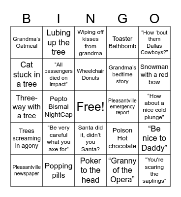 X-Mas Movies Bingo Card