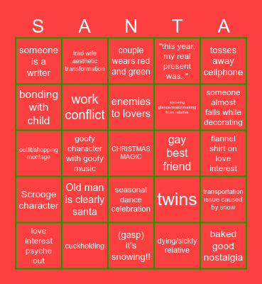Hallmark Christmas Movie Bingo Card