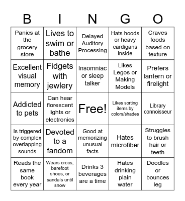 ND Life Bingo Card