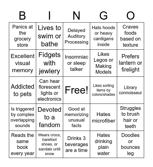 ND Life Bingo Card