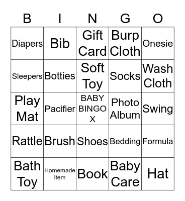 Rehm Twins Baby Bingo Card