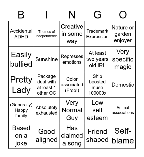 Nat's Bingo Card