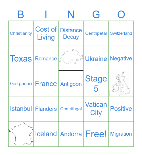 European Bingo! Bingo Card