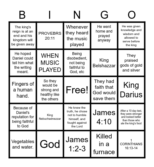 THE LIFE OF DANIEL Bingo Card