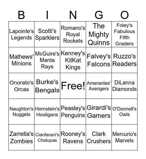 GRAND SLAM BINGO Card