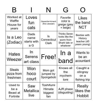 Social Experiment Bingo Card