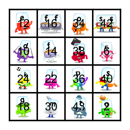 Alphablocks Phase 2 Bingo Card