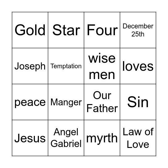 Christmas Bingo Card