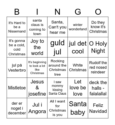Christmas Music Bingo Card