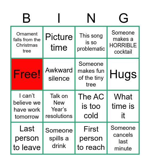 A night of merrymaking Bingo Card