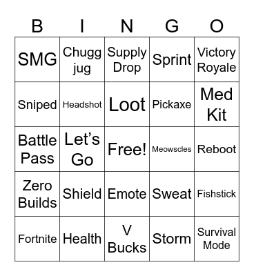 Battle Royale Bingo Card