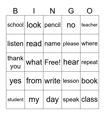 Personal Information Bingo Card