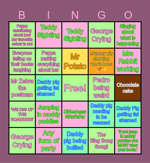 BingoInTheAttic: Peppa Pig Bingo Card