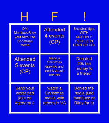 HELP FORCE CHRISTMAS BINGO Card