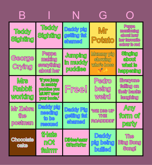 BingoInTheAttic: Peppa Pig Bingo Card