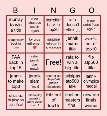 2024 ATP Bingo Card
