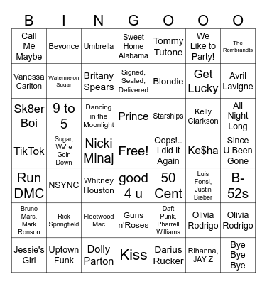 Music Bingo Card