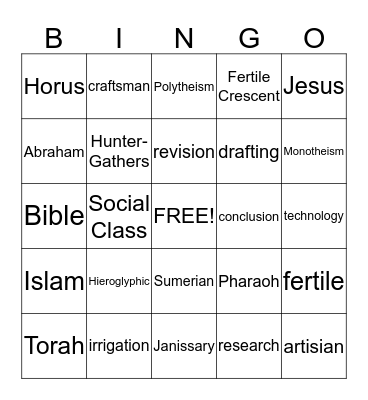 Ancient Civilization - Mesopotamia Bingo Card