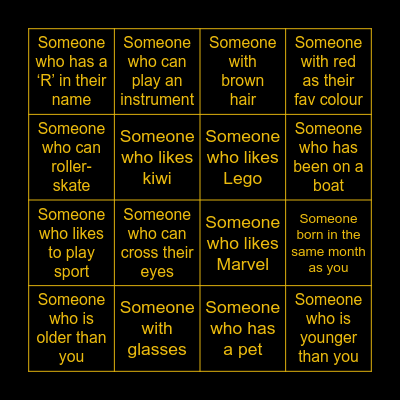Follow The Star Human Bingo Card
