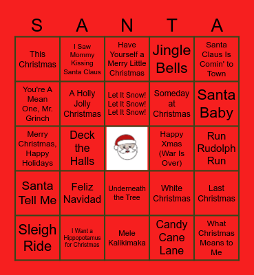 Holiday Song BINGO!! Bingo Card