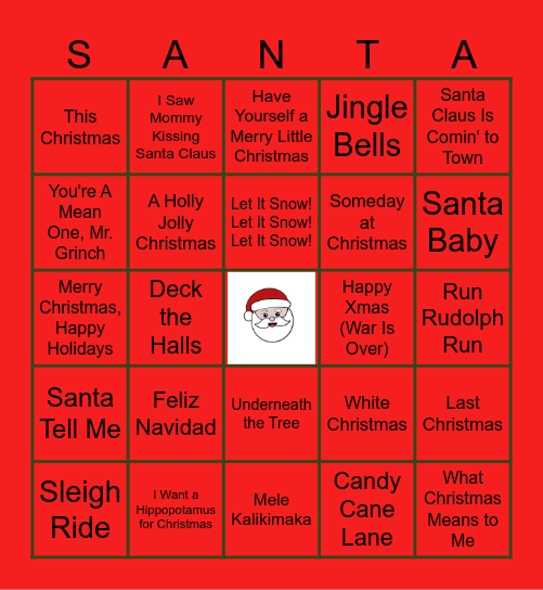 Holiday Song BINGO!! Bingo Card