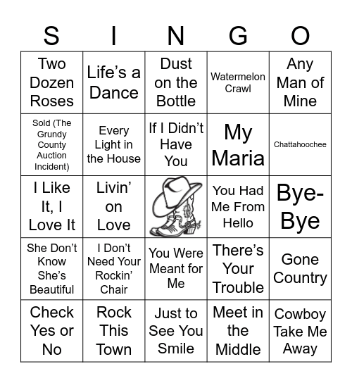 90s Country! Bingo Card