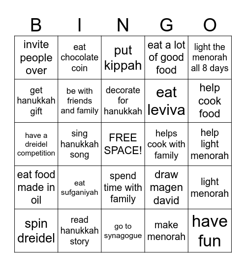 hanukkah bingo Card