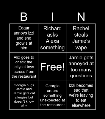 Dawson Xmas Bingo Card