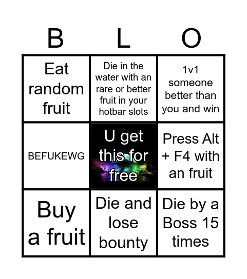 Bloxfruits Bingo Card