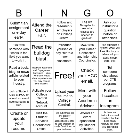 CTE Bingo Card