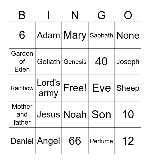 Basic Bible Bingo Card