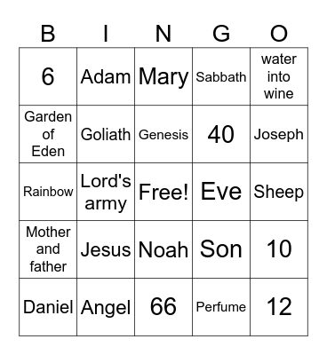 Basic Bible Bingo Card