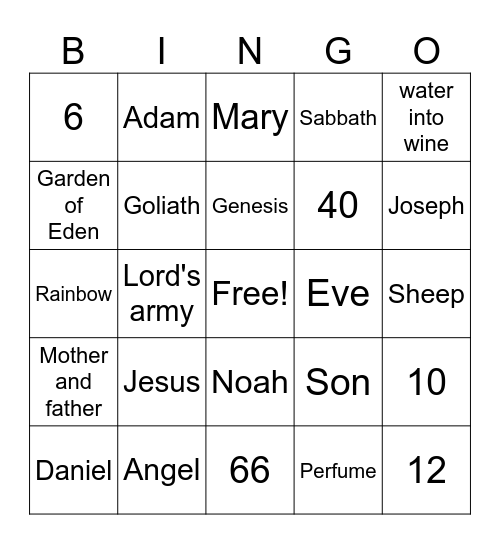 Basic Bible Bingo Card