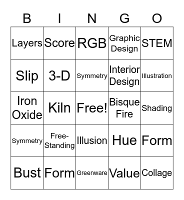 Art Vocabulary BINGO Card