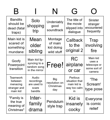 Home Alone Bingo Card