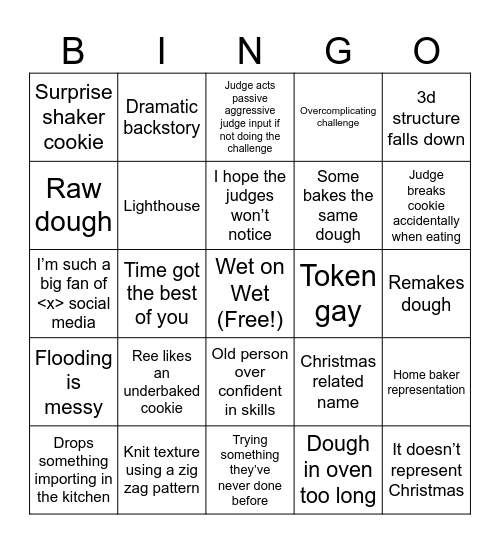 Holiday Cookie Baking Championship Bingo Card