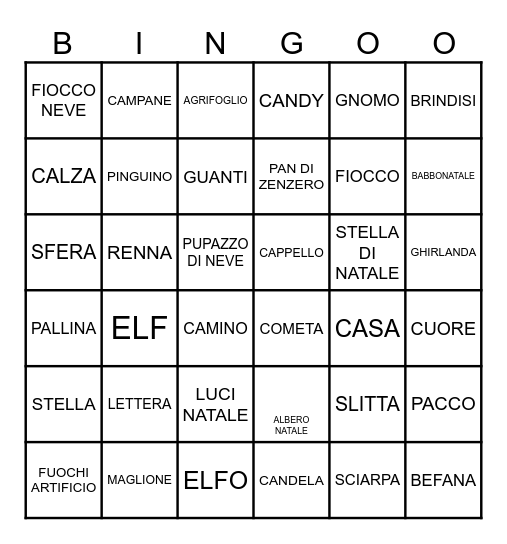 TOMBOLA DI NATALE Bingo Card