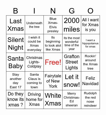 ESBS Payroll Xmas Bingo Card