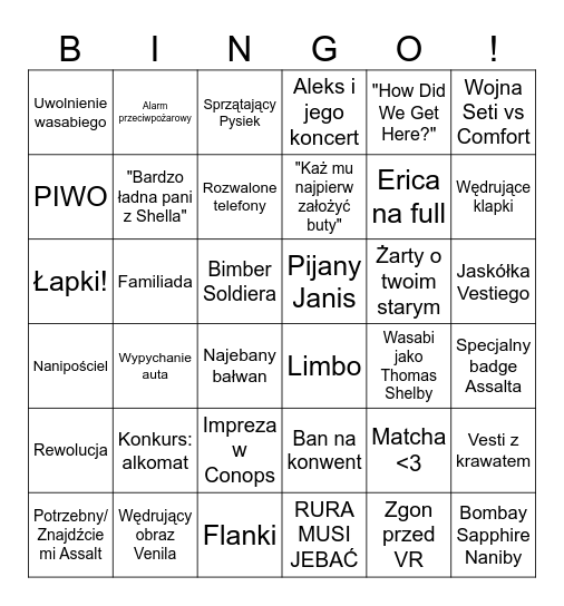 Futrołajki 2023 Bingo Card