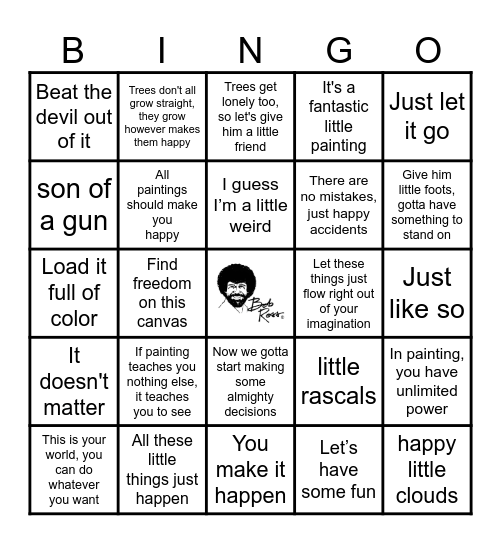 Bob Ross Bingo Card