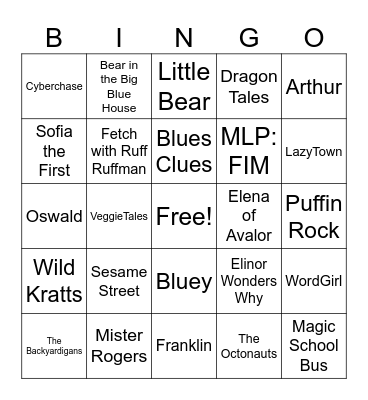 Great kids shows Bingo Card