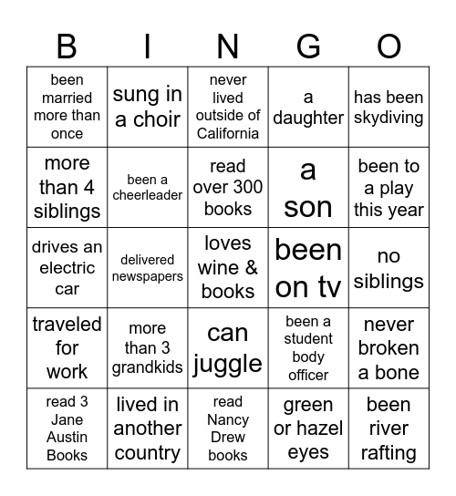 Find Someone Who has Bingo Card