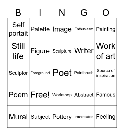 Arte Bingo Card